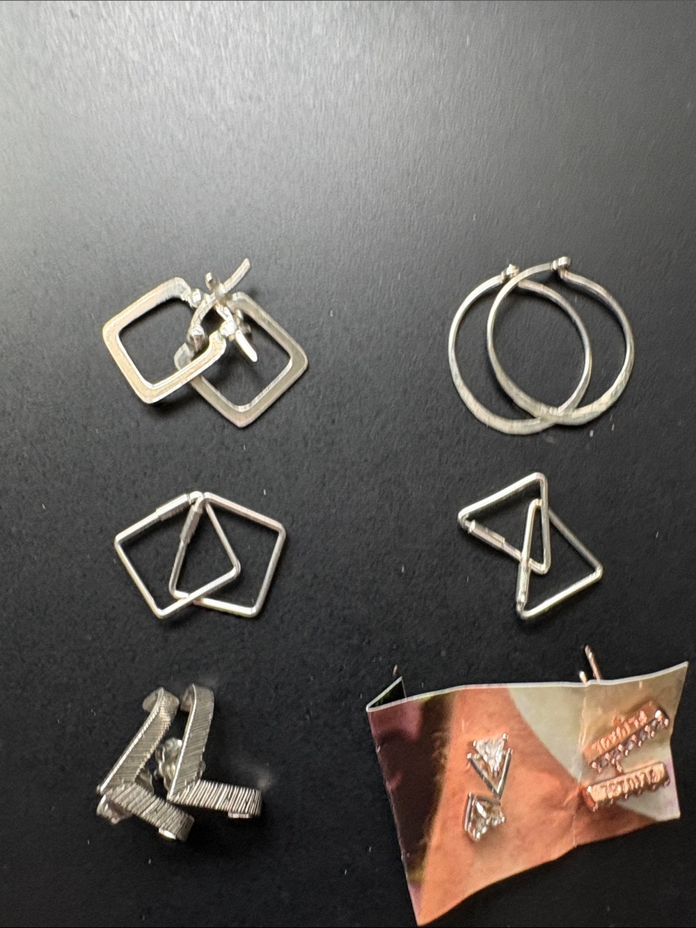 Mixed Silver-Tone Geometric Earrings Set